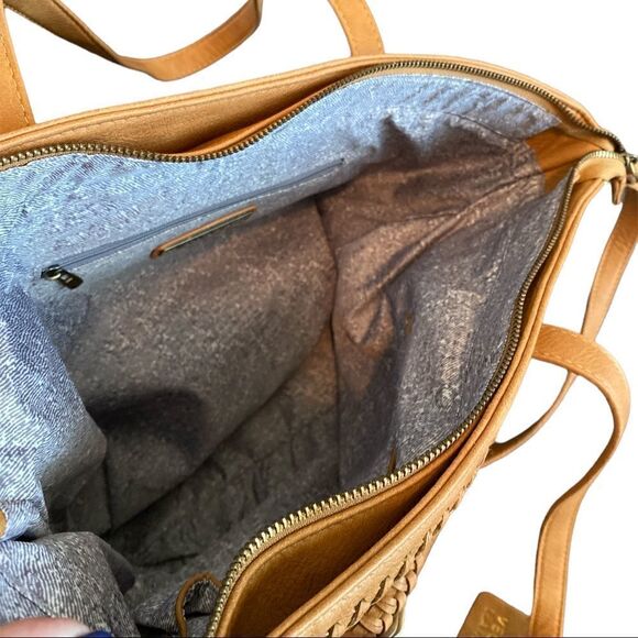 Brown Vegan Leather Shoulder Bag Tote with Strap - Picture 6 of 8